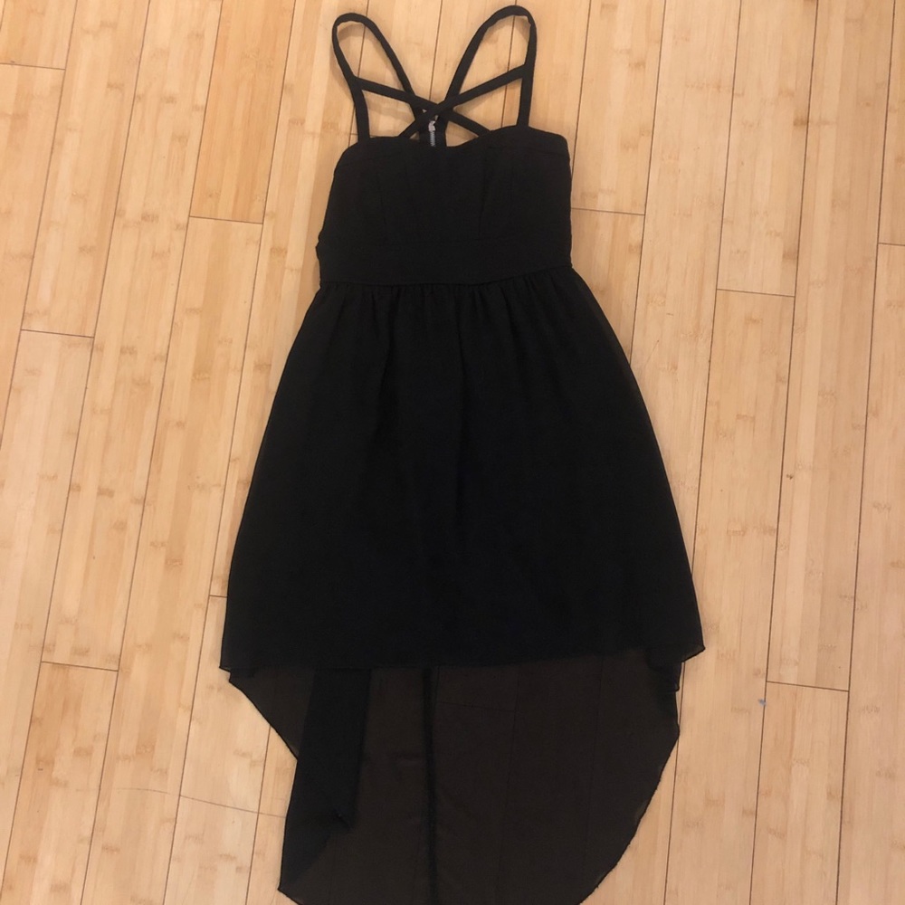Black high low strappy dress size small
